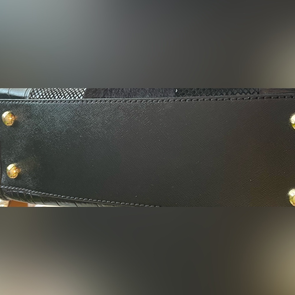 ❣️$398 ❣️ Michael Kors Black Calf Hair Croc Leather Shoulder Bag Purse - Picture 9 of 15